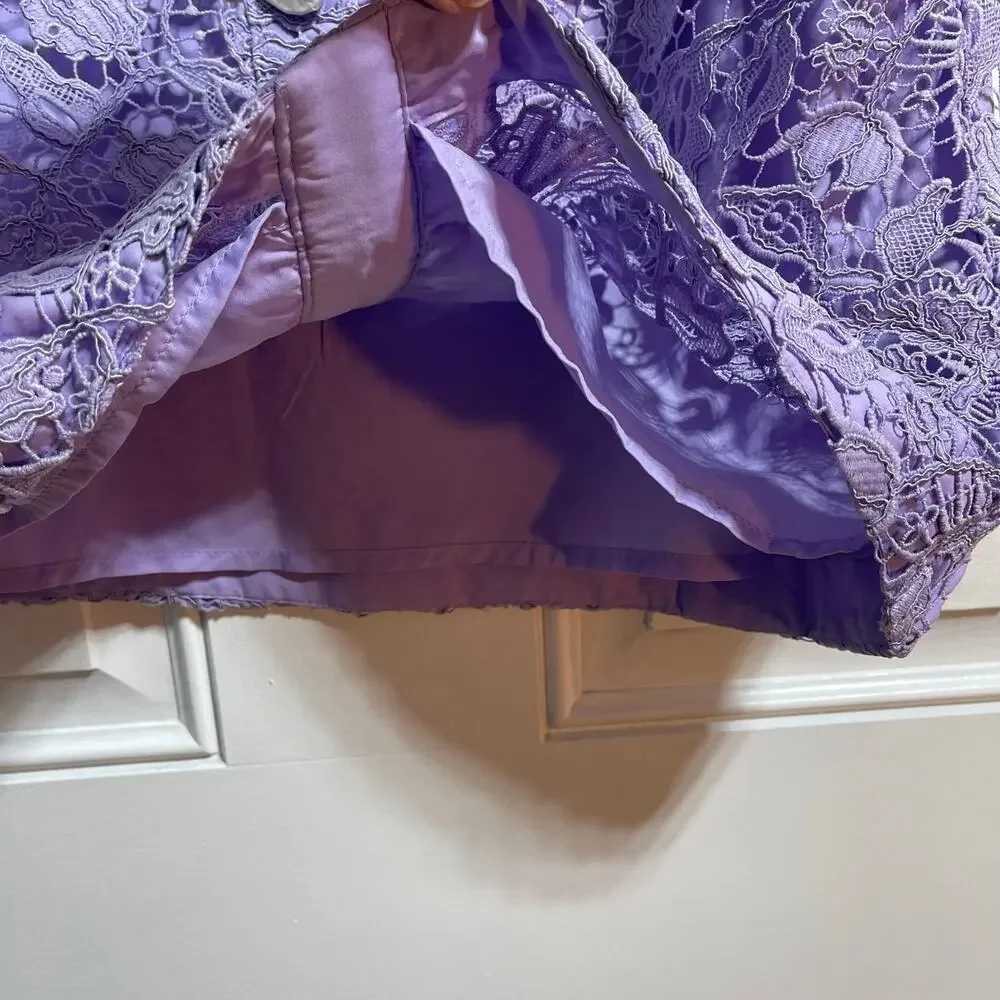 Boston Proper Womens Lace Purple Mini Skirt Sz 8